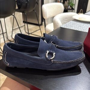Salvatore Ferragamo Blue Loafers with Slip-On Design